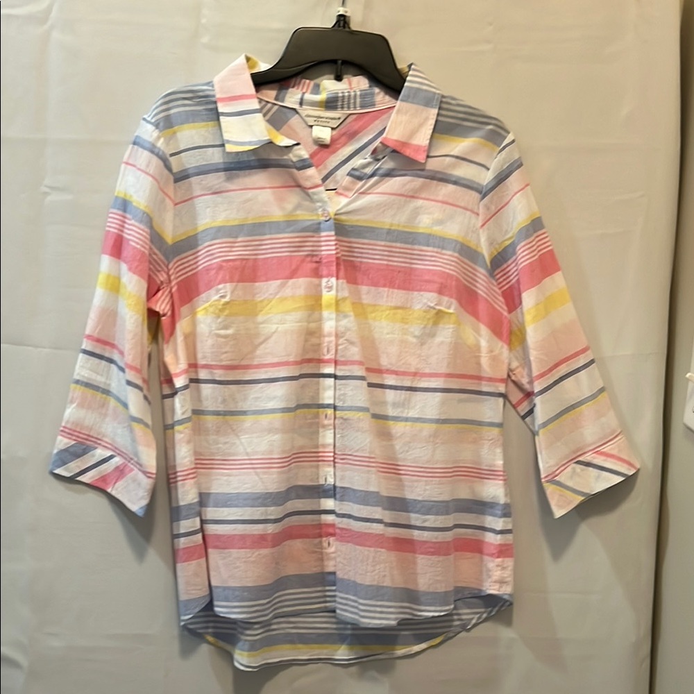 Christopher & Banks Multicolor Striped Blouse NWT Size P/L 100% cotton